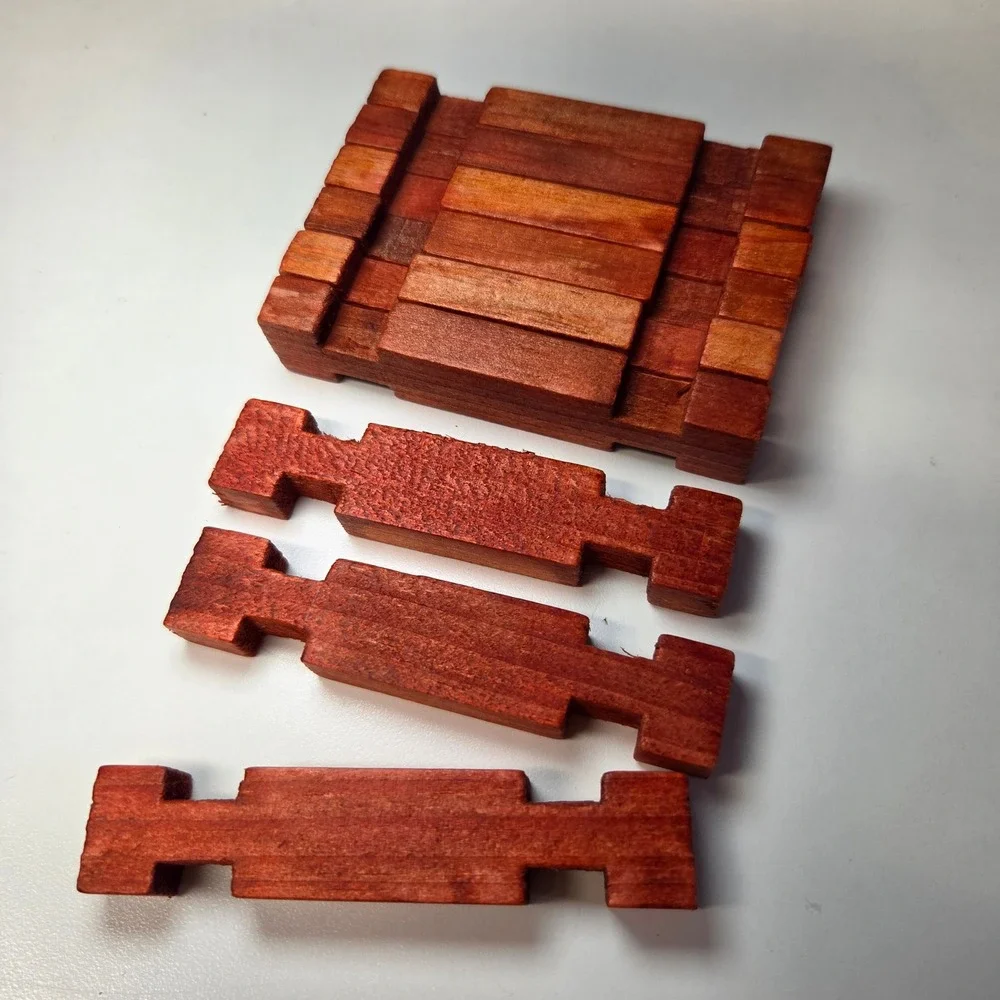 Vintage Wooden Red Building Logs Replacement Pieces Set of 9 Interlocking Toy